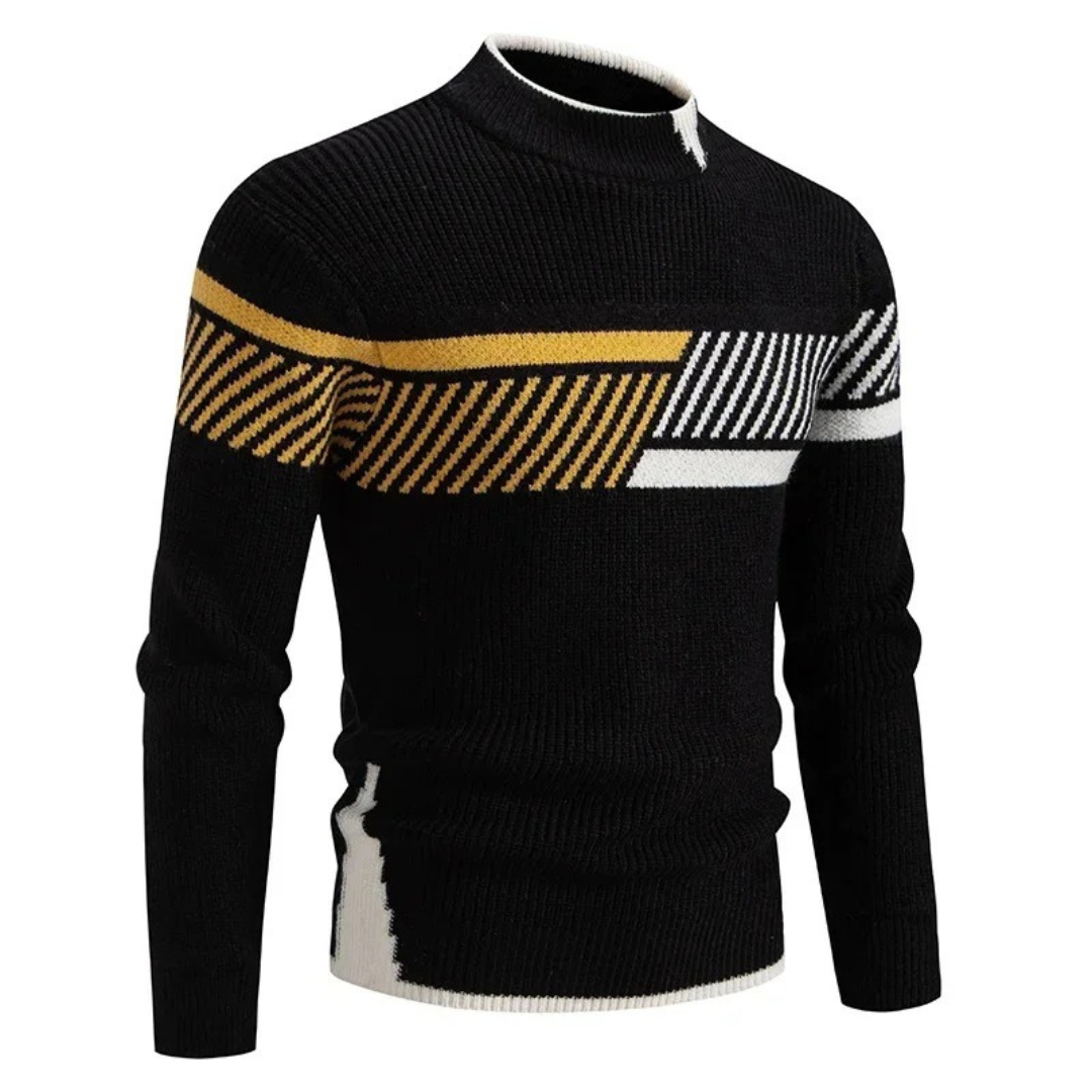 Mænds Sweater Høj Hals Geometrisk Mønster 7