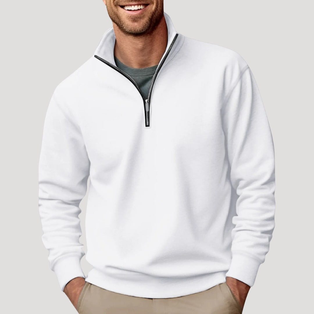 Mænds Sweatshirt med Kvart Lynlås 0