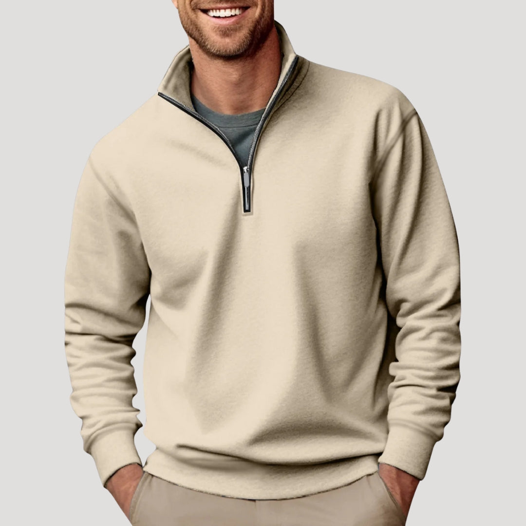 Mænds Sweatshirt med Kvart Lynlås 1