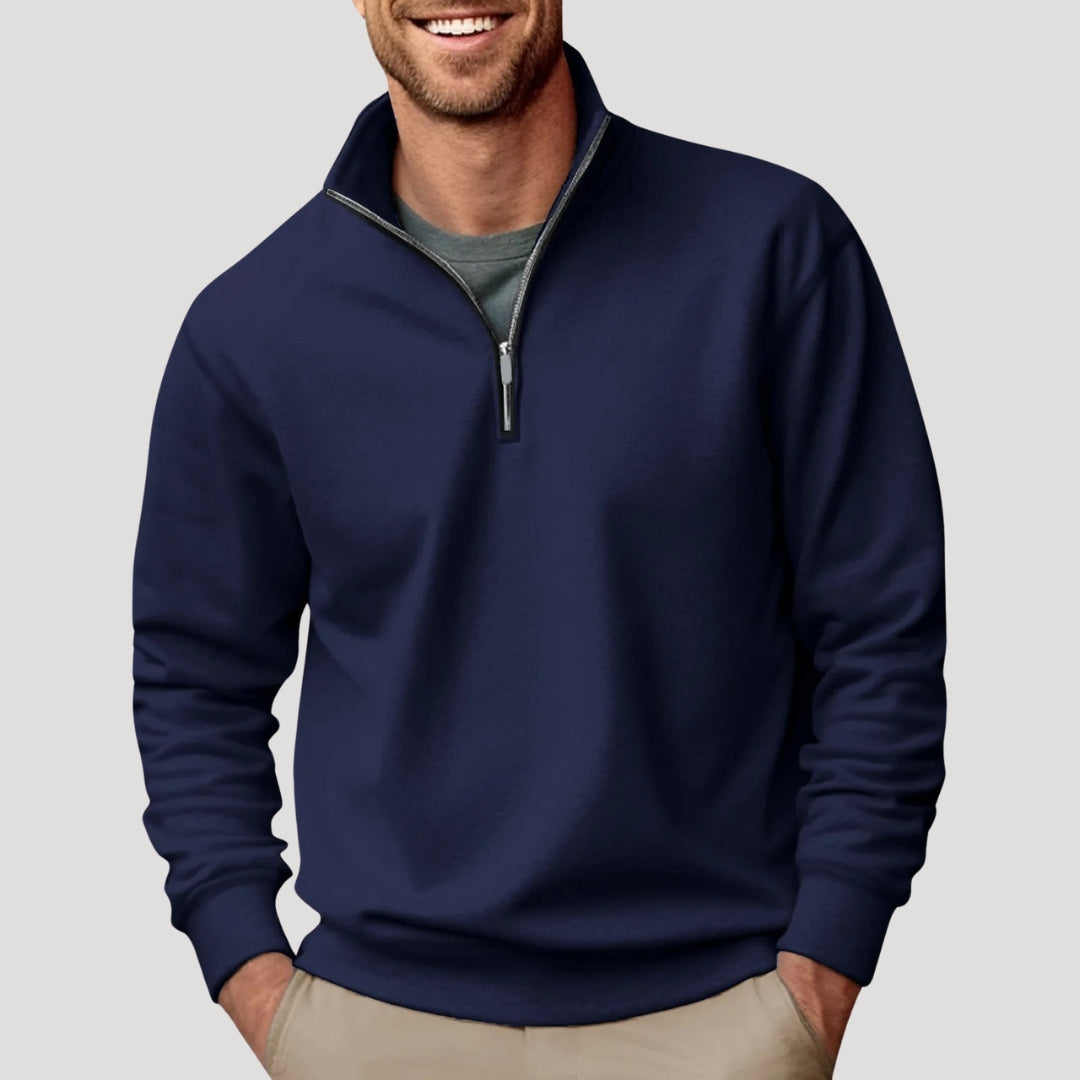 Mænds Sweatshirt med Kvart Lynlås 2
