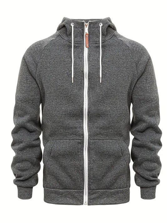 Mænds Sweatshirt med Lynlås og Afslappet Stil 0