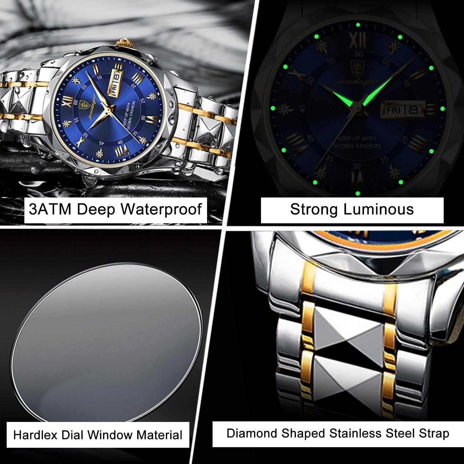 Mænds Vandtæt Armbåndsur Moderne Design Robuste Materialer 6