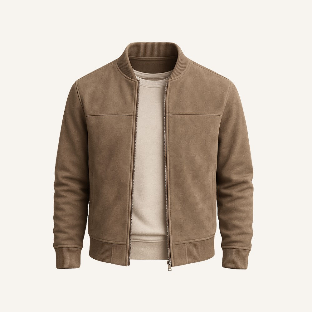 Mænds Vinterjakke i Ruskind med Tidløst Design 1