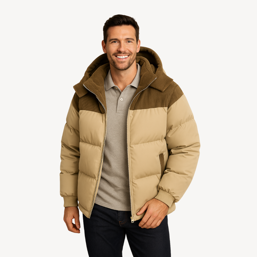 Mænds Vinterjakke med Snorhætte Moderne Stil 1