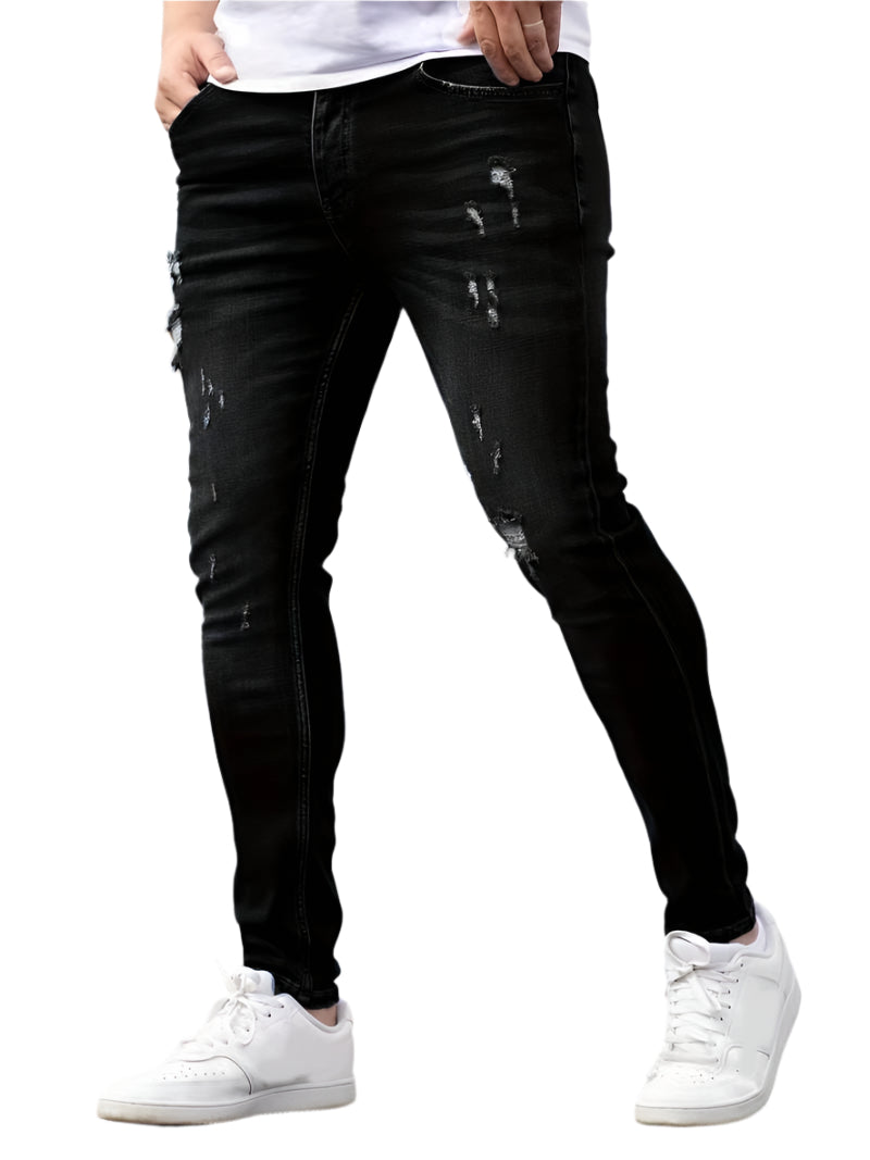 Mænds Gescheurde Jeans Casual Denim-1