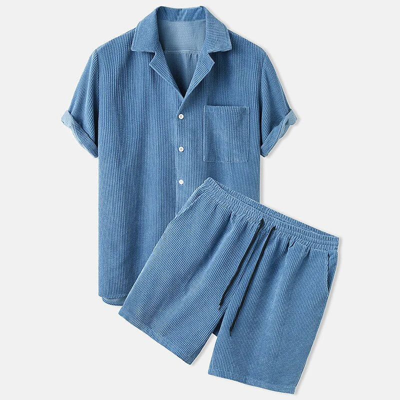 Herre Sæt Cordbukser og Skjorte Casual Cord Materiale Sommer-2