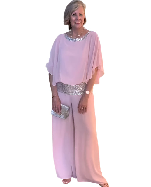 Kvinders Aftensæt Glitter Top Palazzo Blødt Stof-1