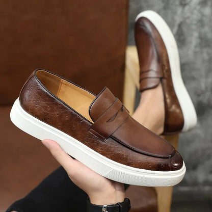 Herre Sko Loafers Munkebinding Snake Læder 4
