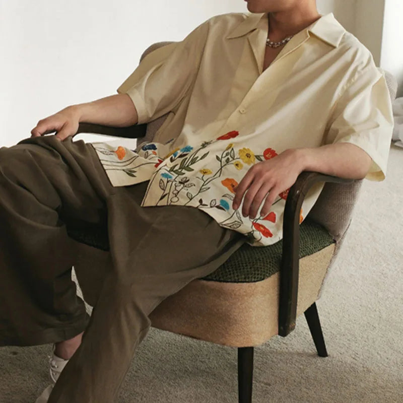 Men's Button Up Shirt Floral Design 4