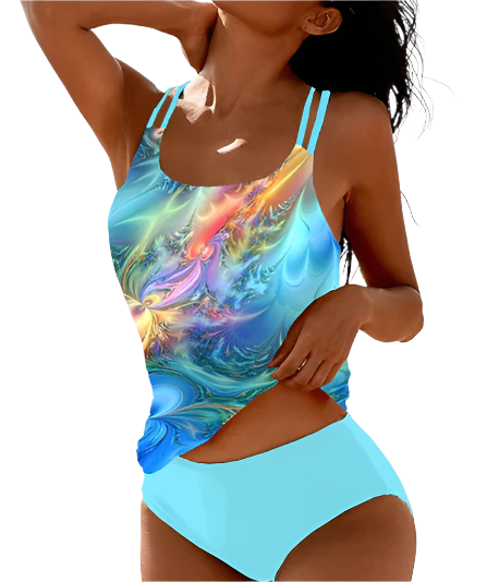 Kvinders Tankini Sæt Stilfuldt Sneldrygende Materiale-1
