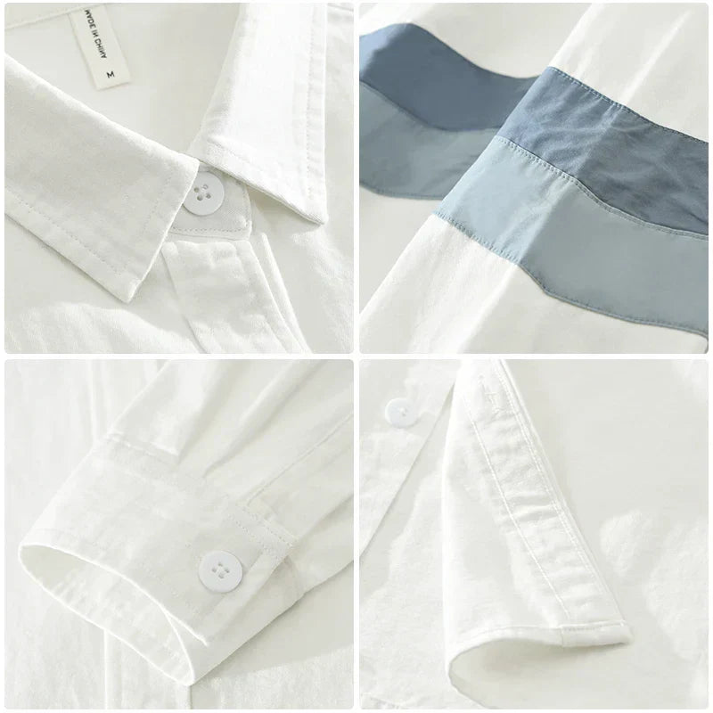 Herre Skjorte Patchwork Casual Fit Bomuld