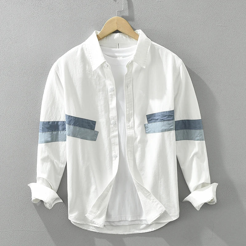 Herre Skjorte Patchwork Casual Fit Bomuld