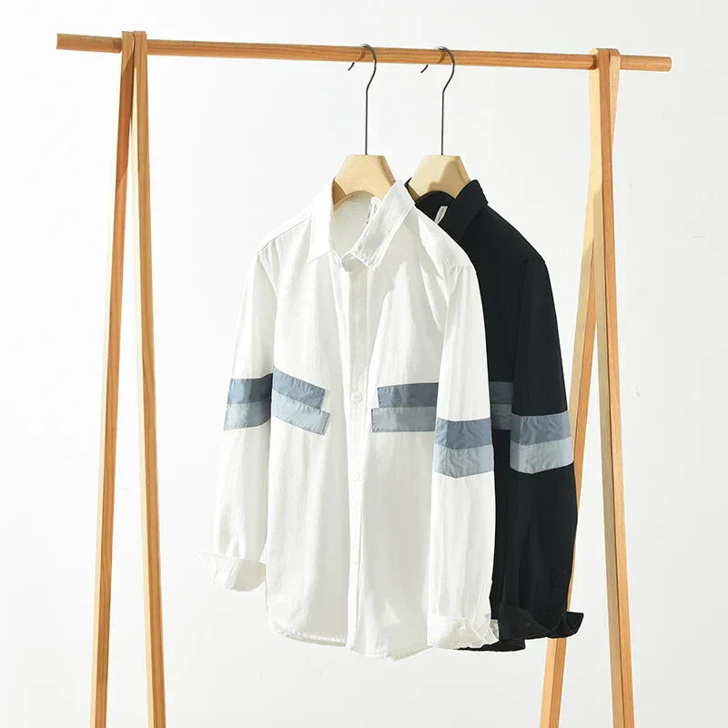 Herre Skjorte Patchwork Casual Fit Bomuld