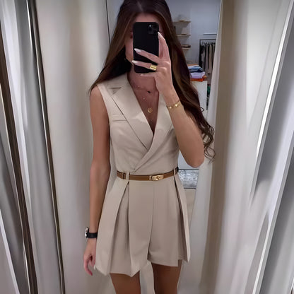 Kvinders Jumpsuit Mouwløs Elegant V-hals Førsteklasses Materialer-4