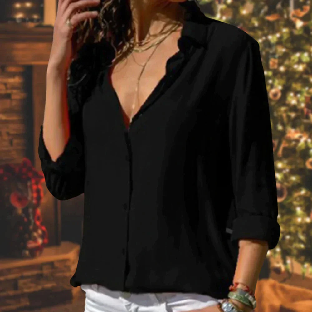 Variant image for Skjortebluse Dame Satin Elegant Feminine Snit-19