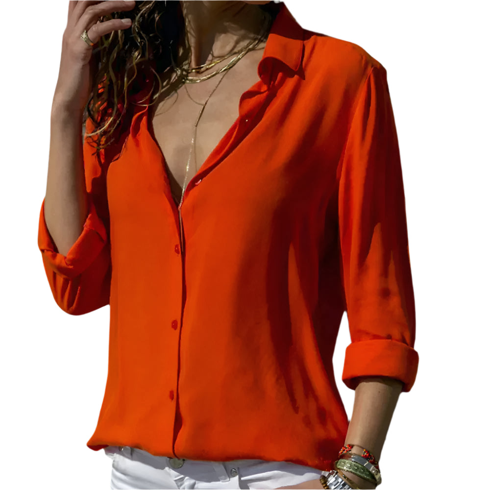 Skjortebluse Dame Satin Elegant Feminine Snit-1