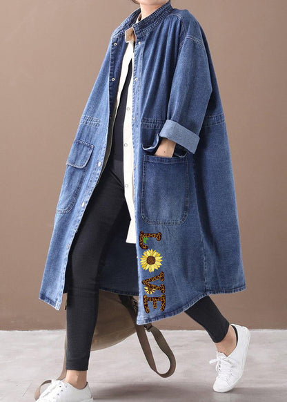 Plus Size Box Coat med Ståkrave og Snøre 7
