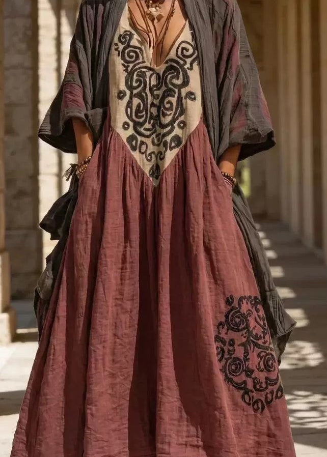 Plus Size Cardigan og Lang Kjole Sæt 1