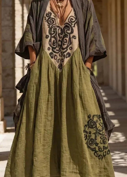 Plus Size Cardigan og Lang Kjole Sæt 2