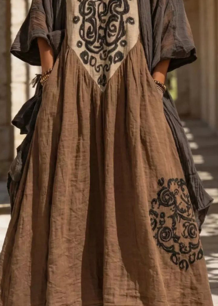 Plus Size Cardigan og Lang Kjole Sæt 3