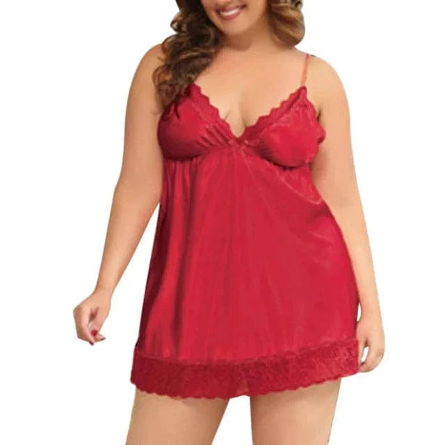 Plus Size Natkjole med Blonde Detaljer 10