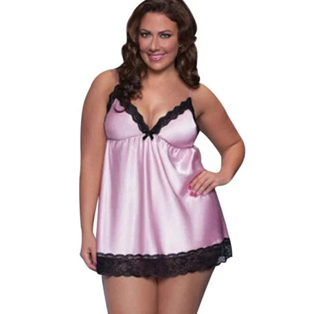 Plus Size Natkjole med Blonde Detaljer 6