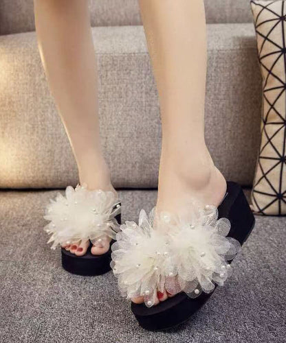 Plus Size Sandaler med Blomsterperler 3