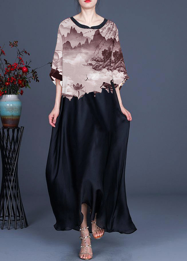 Plus Size Sommerkjole med O-Hals og Print 6