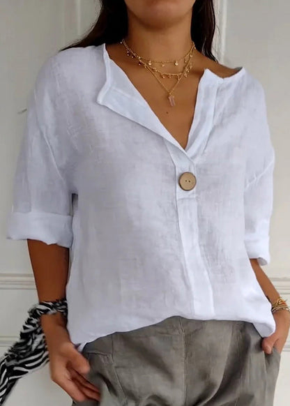 Plus Size Top med V-hals og Knapper 4