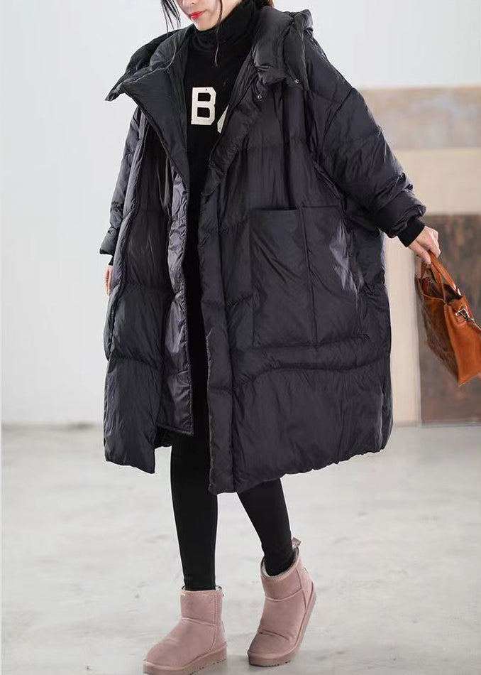 Plus Size Vinterfrakke med Hættelommer og Patchwork 3