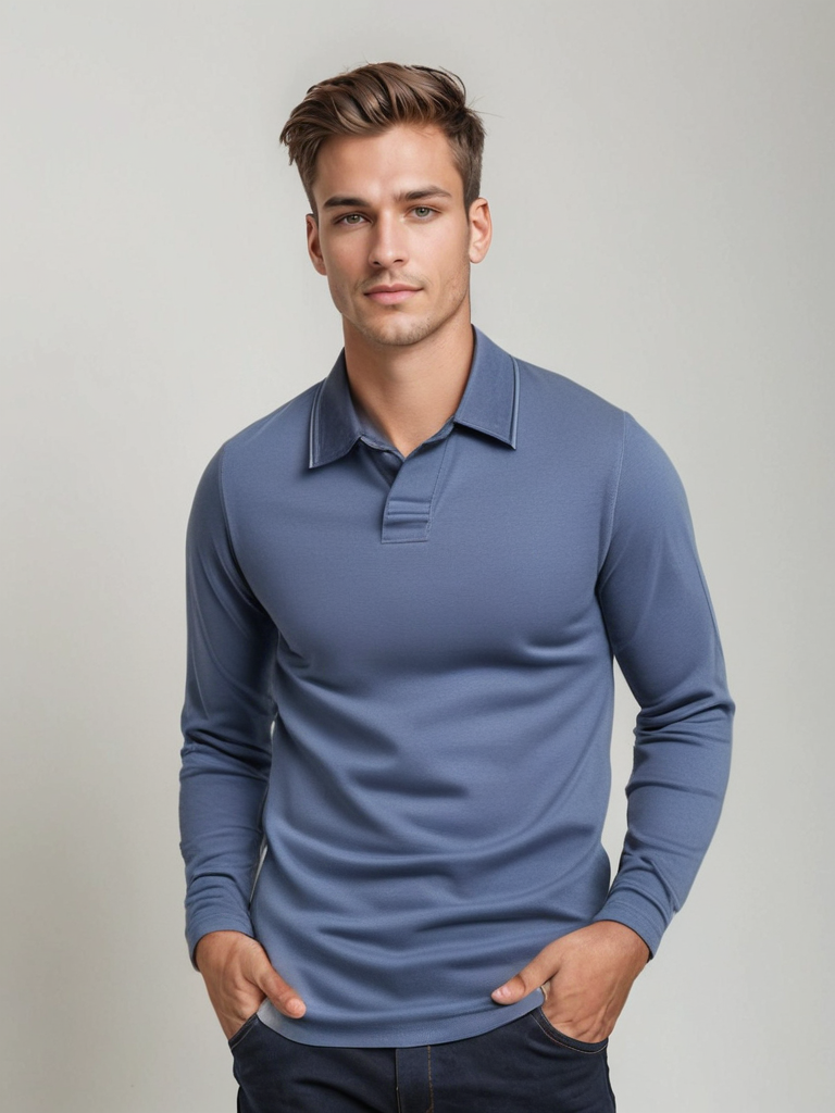 Poloshirt Til Mænd Klassisk Krave Blødt Og Åndbart Materiale 0