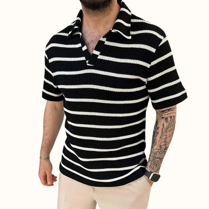 Poloshirt Til Mænd Med Afslappet Krave Og Luftige Striber 5