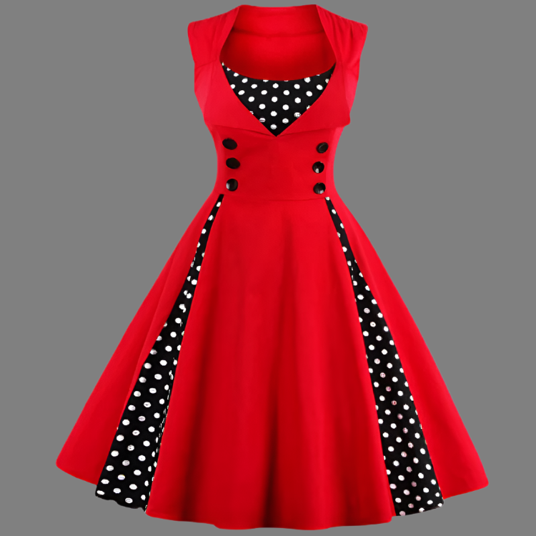 Kvinders Vintage Kjole Retro Charme Polkadot 100% Polyester 2