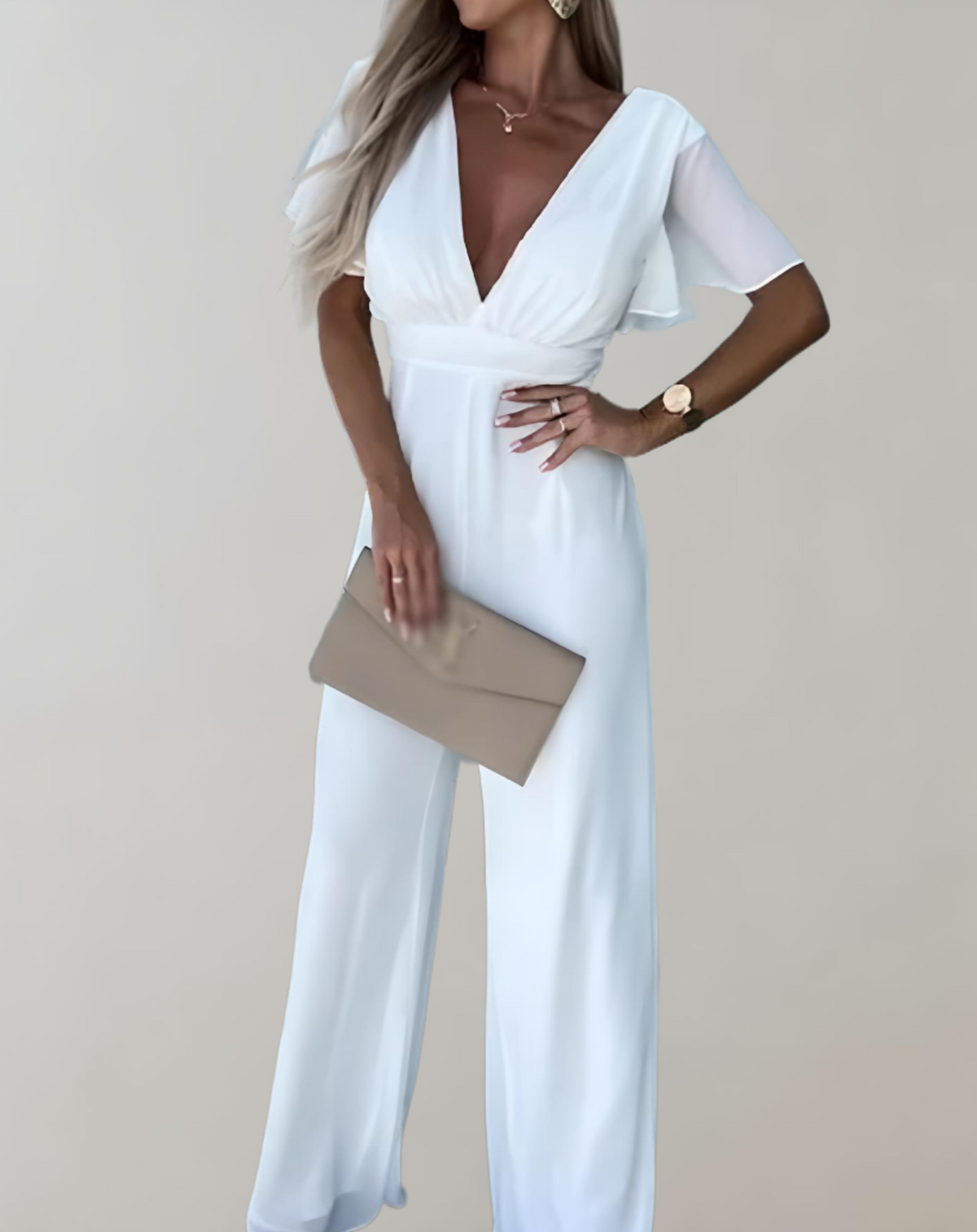 Variant image for Dame Jumpsuit V-Hals Løs Pasform Polyester-17