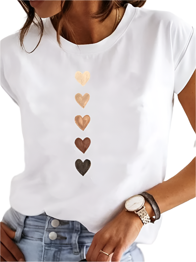 Kvinders T-shirt Slim Fit Print 100% Bomuld-1