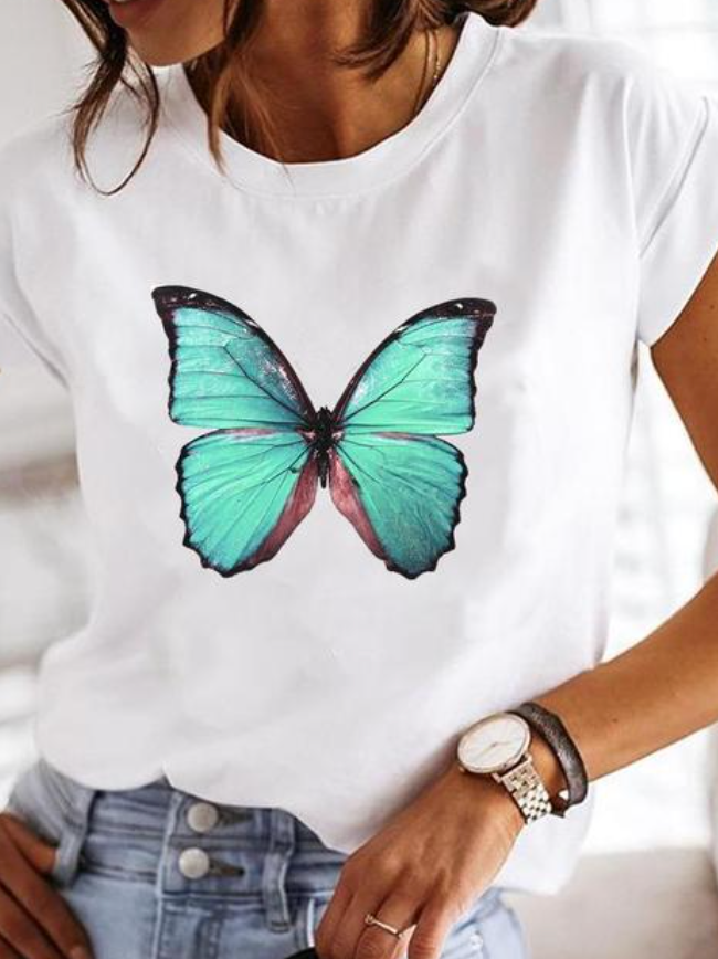Kvinders T-shirt Slim Fit Print 100% Bomuld-2
