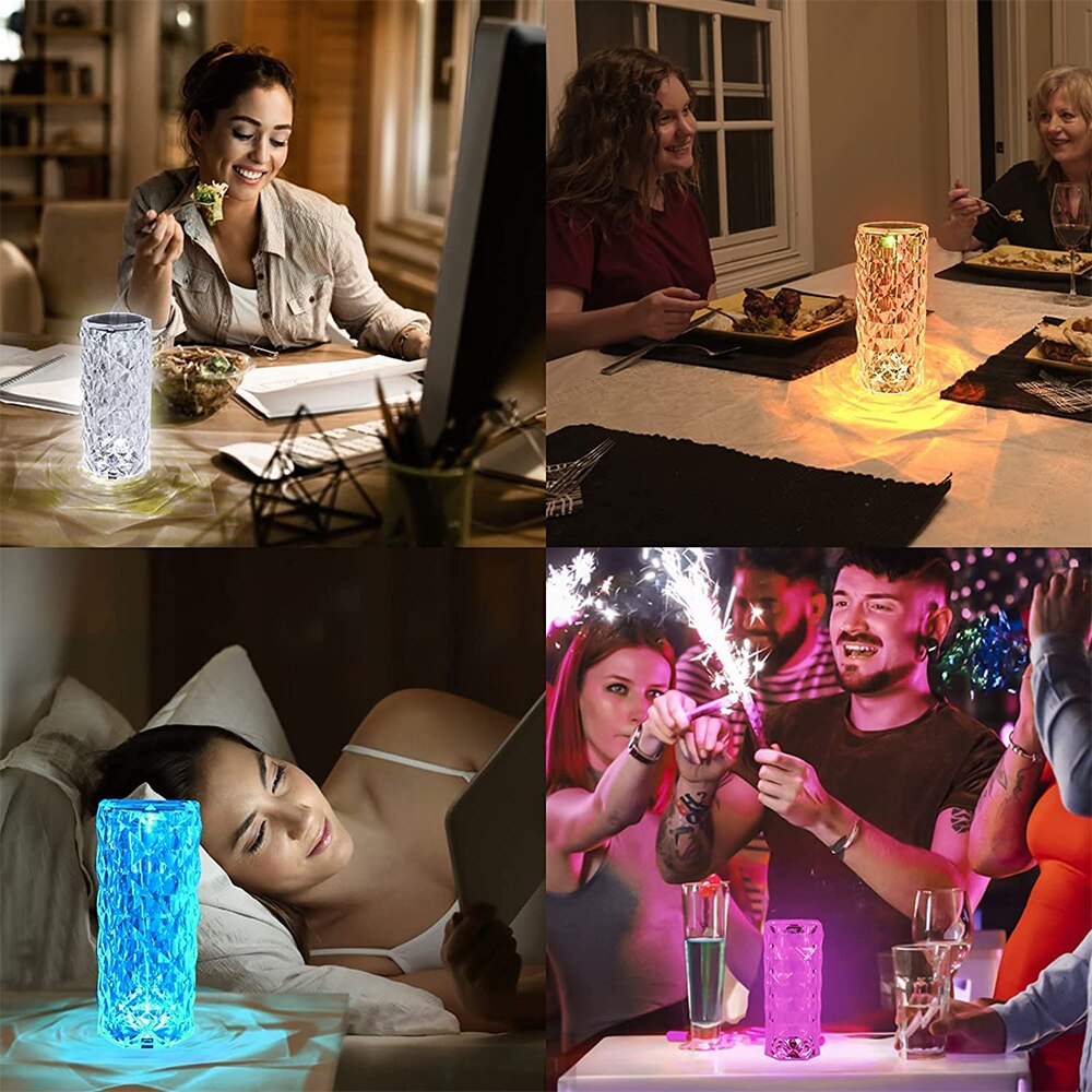Rose Crystal Projector Touch Lamp