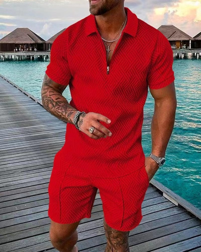 Herre Sæt T-shirt og Shorts Casual 100% Bomuld Komfortabel-3