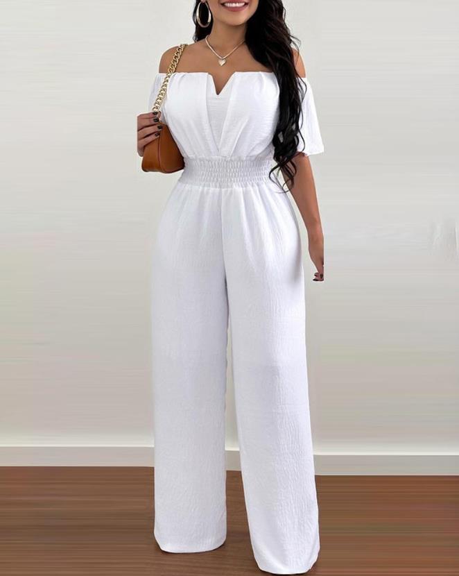 Kvinders Jumpsuit Off-Shoulder Draperet Polyester-2