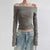 Ensfarvede langærmede off shoulder-toppe