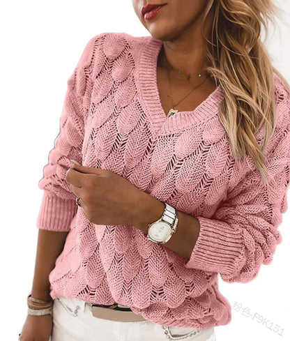 Damer V-Hals Sweater Moderne Akryl Uldblanding 2