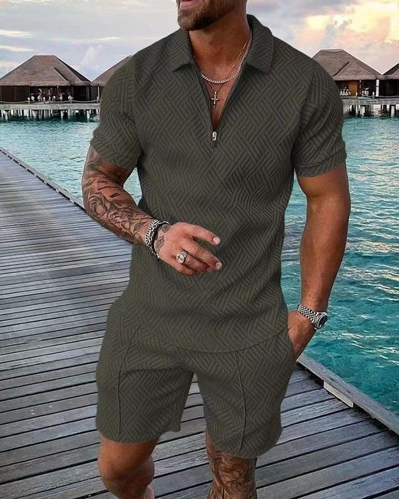Herre Sæt T-shirt og Shorts Casual 100% Bomuld Komfortabel-4