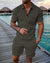 Herre Sæt T-shirt og Shorts Casual 100% Bomuld Komfortabel-4