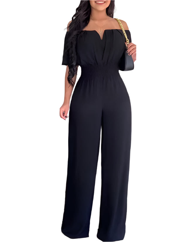 Kvinders Jumpsuit Off-Shoulder Draperet Polyester-1