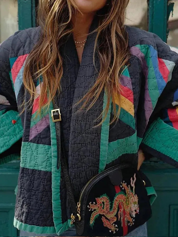 Kvinders Jakke Polstret Stribet