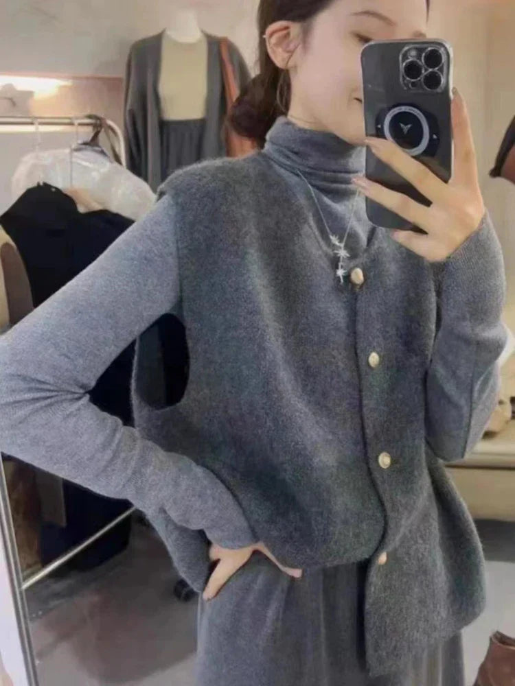 Kvinders Cardigan Klassisk Stil Med Knapper Blød Bomuldsblanding