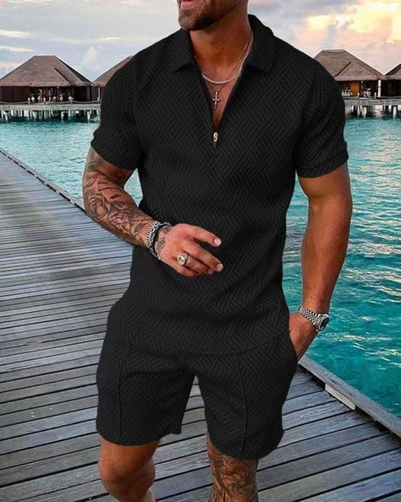 Herre Sæt T-shirt og Shorts Casual 100% Bomuld Komfortabel-2