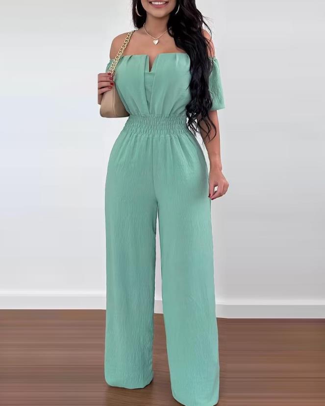 Kvinders Jumpsuit Off-Shoulder Draperet Polyester-5
