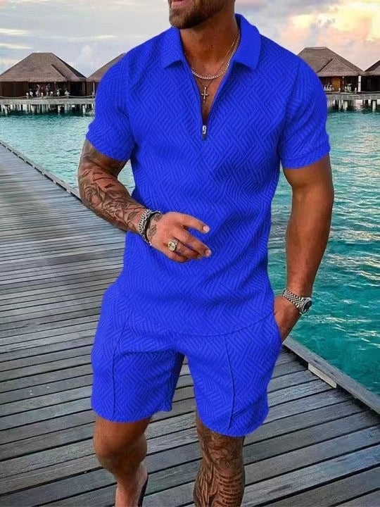Herre Sæt T-shirt og Shorts Casual 100% Bomuld Komfortabel-5