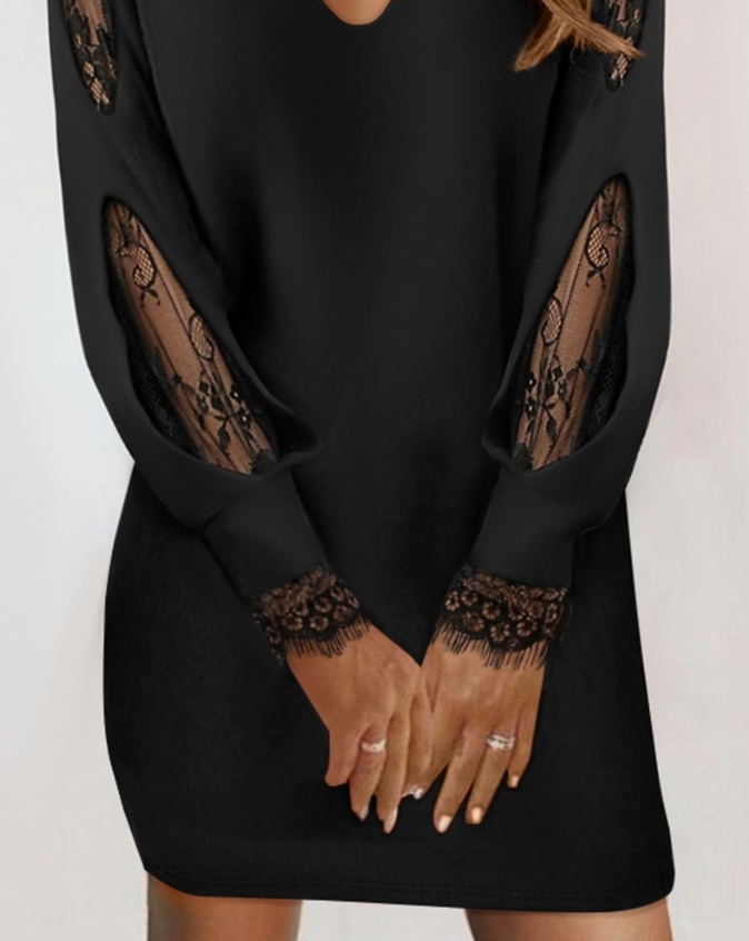 Kvinders Korte Kjole med Blonde Detaljer 100% Bomuld-3